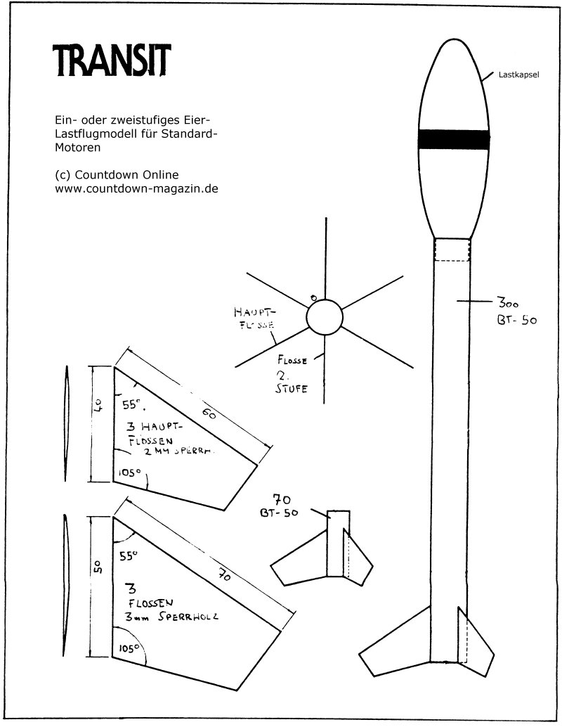 Eier-Lastflug-Modellrakete Transit